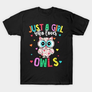 Hippie Just A Girl Who Loves Owls Vintage T-Shirt